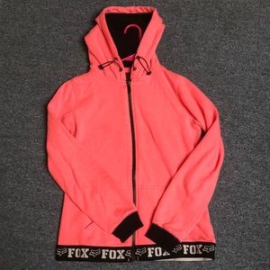 Pink fox zip up hoodie